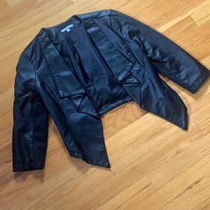Black, Soft Faux Leather Cropped Blazer. Size:Small Worn only once